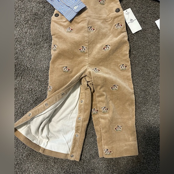 Ralph Lauren / 2-Piece Striped Shirt & Corduroy Embroidered Overalls Set - Picture 4 of 13